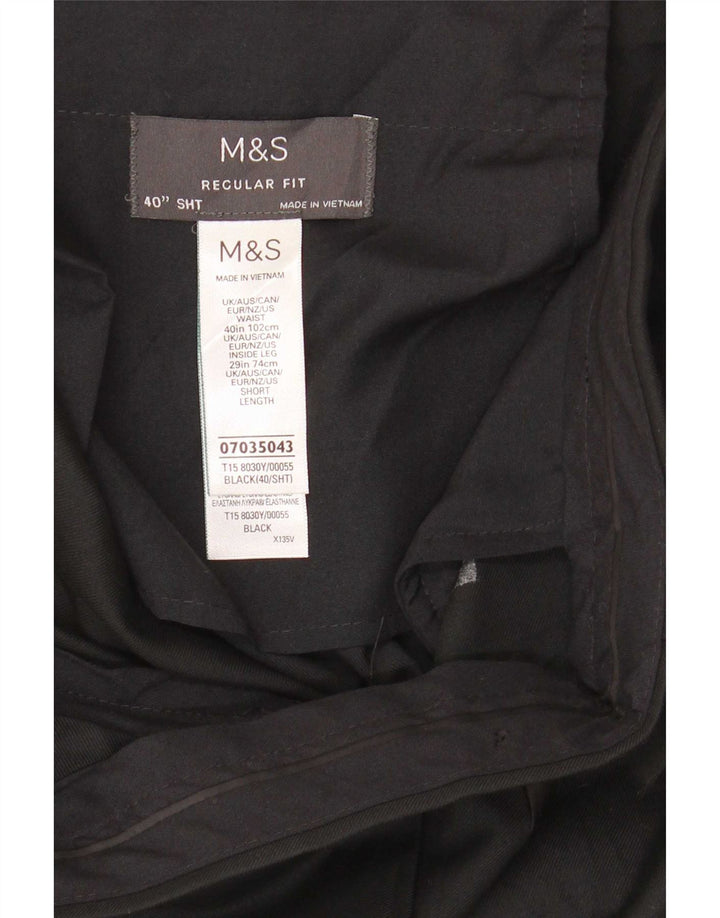 Marks & Spencer Herren-Anzughose in normaler Passform, W40, L29, Schwarz, Polyester