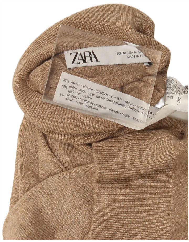 ZARA Damen-Pullover mit Rollkragen, Gr. 12, mittelbeige Viskose