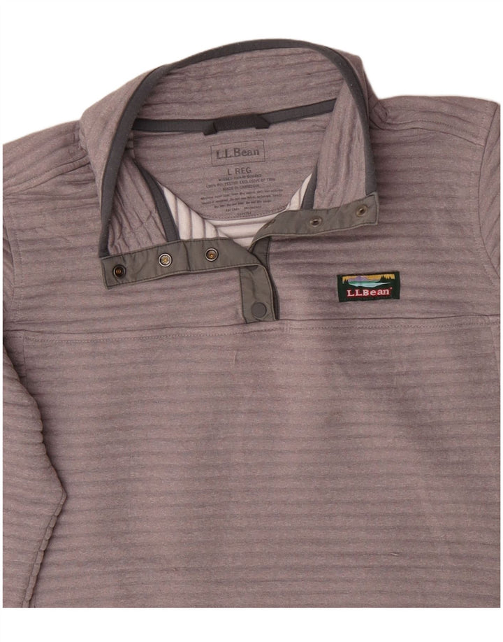 L.L.Bean Damen-Sweatshirt mit Knopfkragen, Gr. 40, Größe L, Grau, Polyester