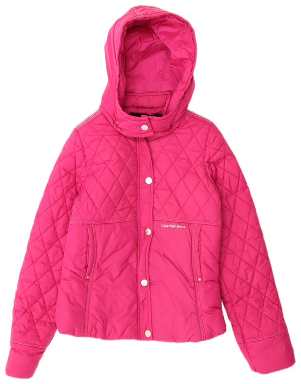 Calvin Klein Jeans Mädchen-Kapuzenjacke, gepolstert, 13–14 Jahre, rosa, geometrisch