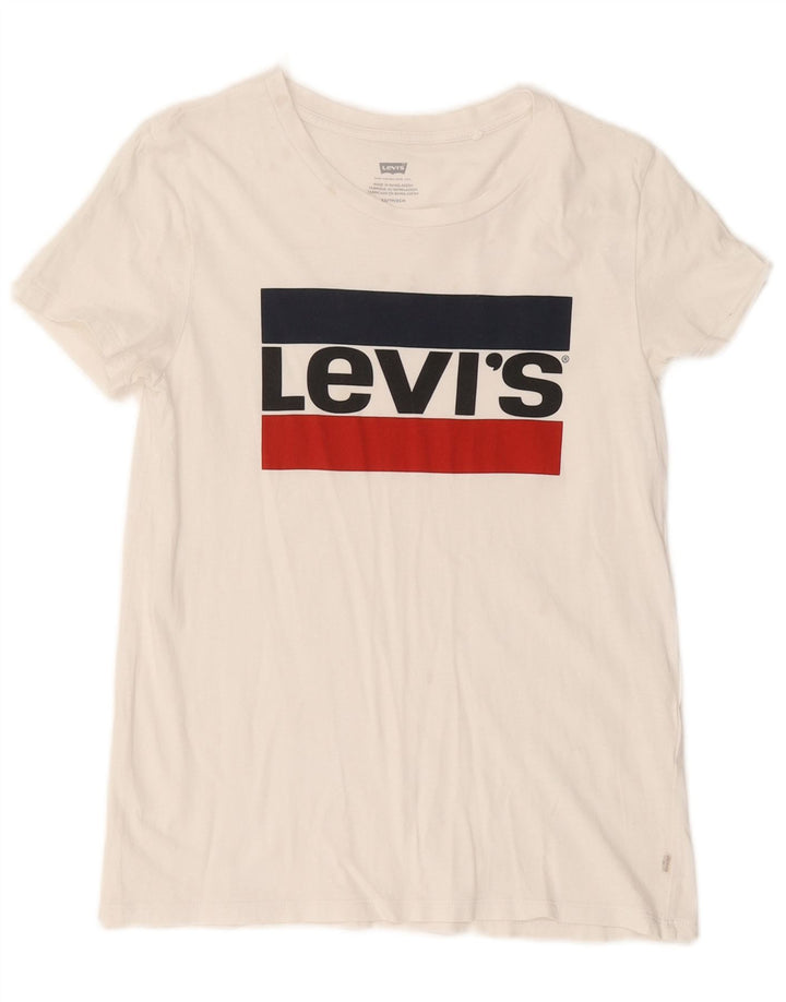 LEVI'S Damen Grafik-T-Shirt-Oberteil UK 6 XS Weiß