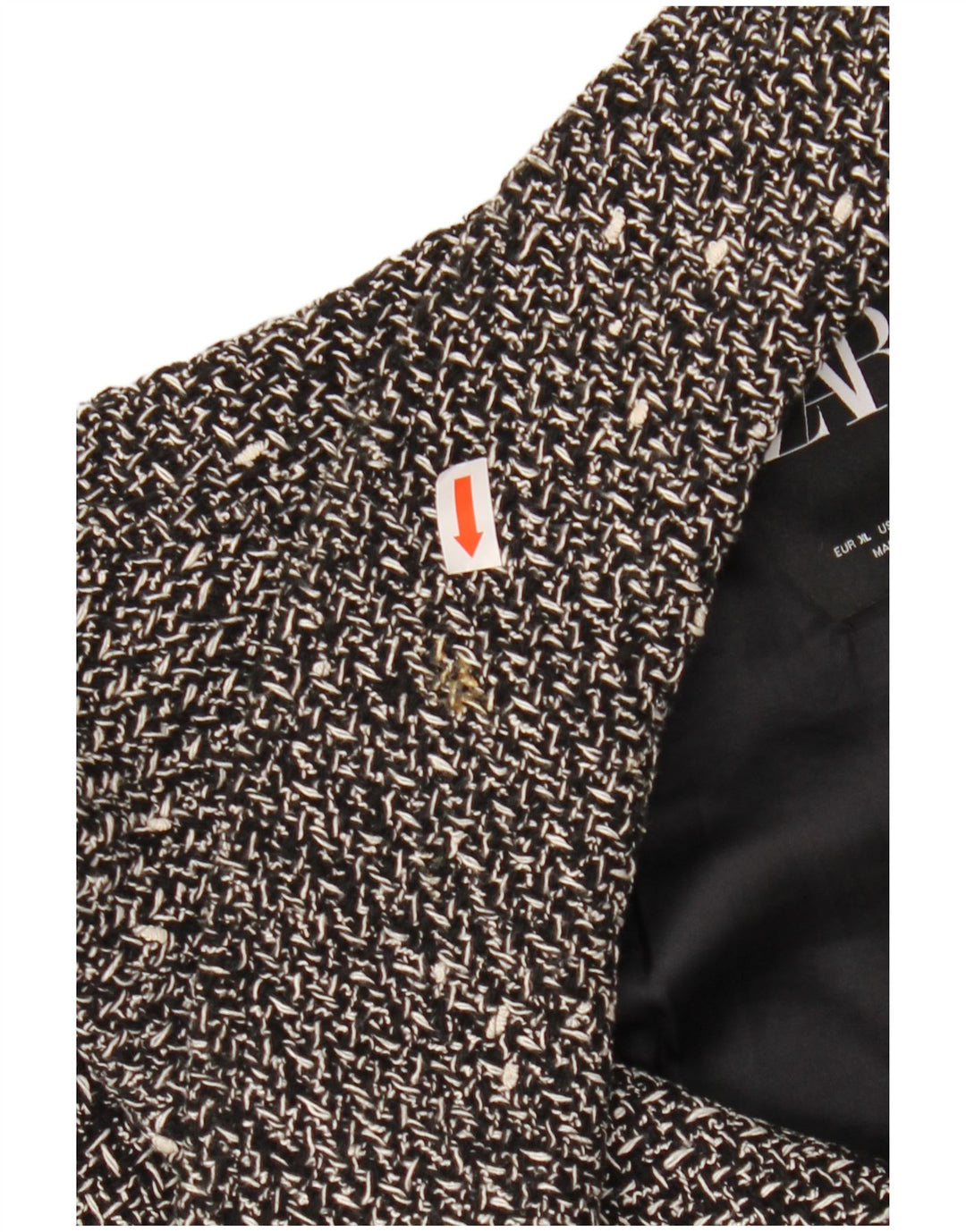 ZARA Damen Oversized Crop Blazer Jacke UK 18 XL Schwarz meliert