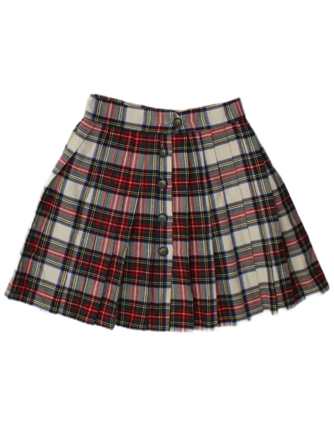 Swish Damen Mini-Faltenrock IT 44 Medium W28 Mehrfarbig karierte Wolle