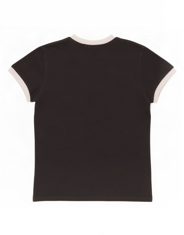 Adidas Damen T-Shirt Top UK 8 Small Schwarz Colourblock Baumwolle