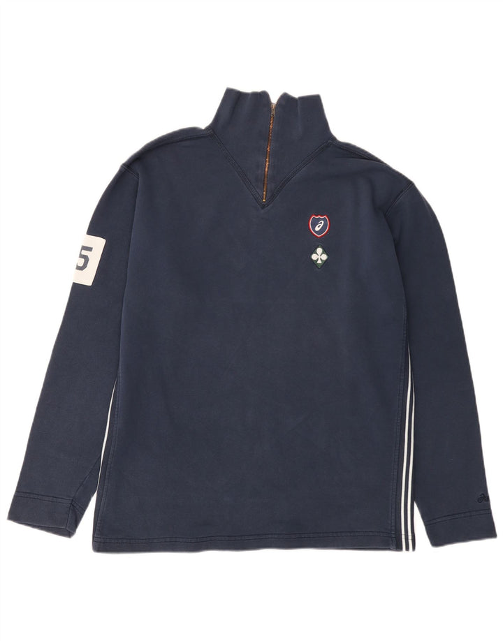 Asics Herren-Sweatshirt mit Reißverschluss am Hals, Größe S, Marineblau