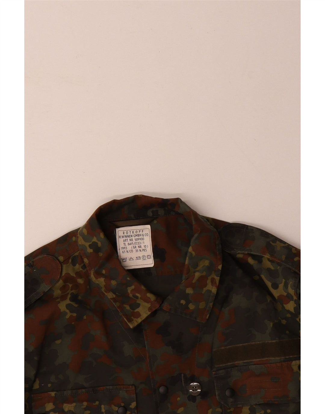 VINTAGE Herren-Militärhemd, groß, Khaki, Camouflage, Baumwolle, Armee