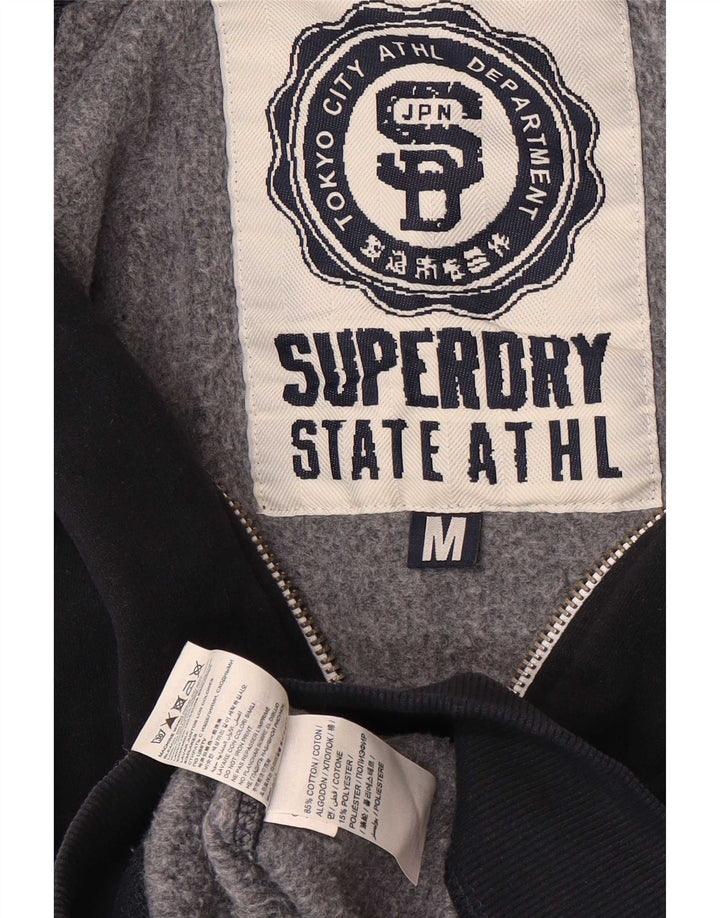 Superdry Herren-Kapuzenpullover mit grafischem Reißverschluss, mittelmarineblaue Baumwolle