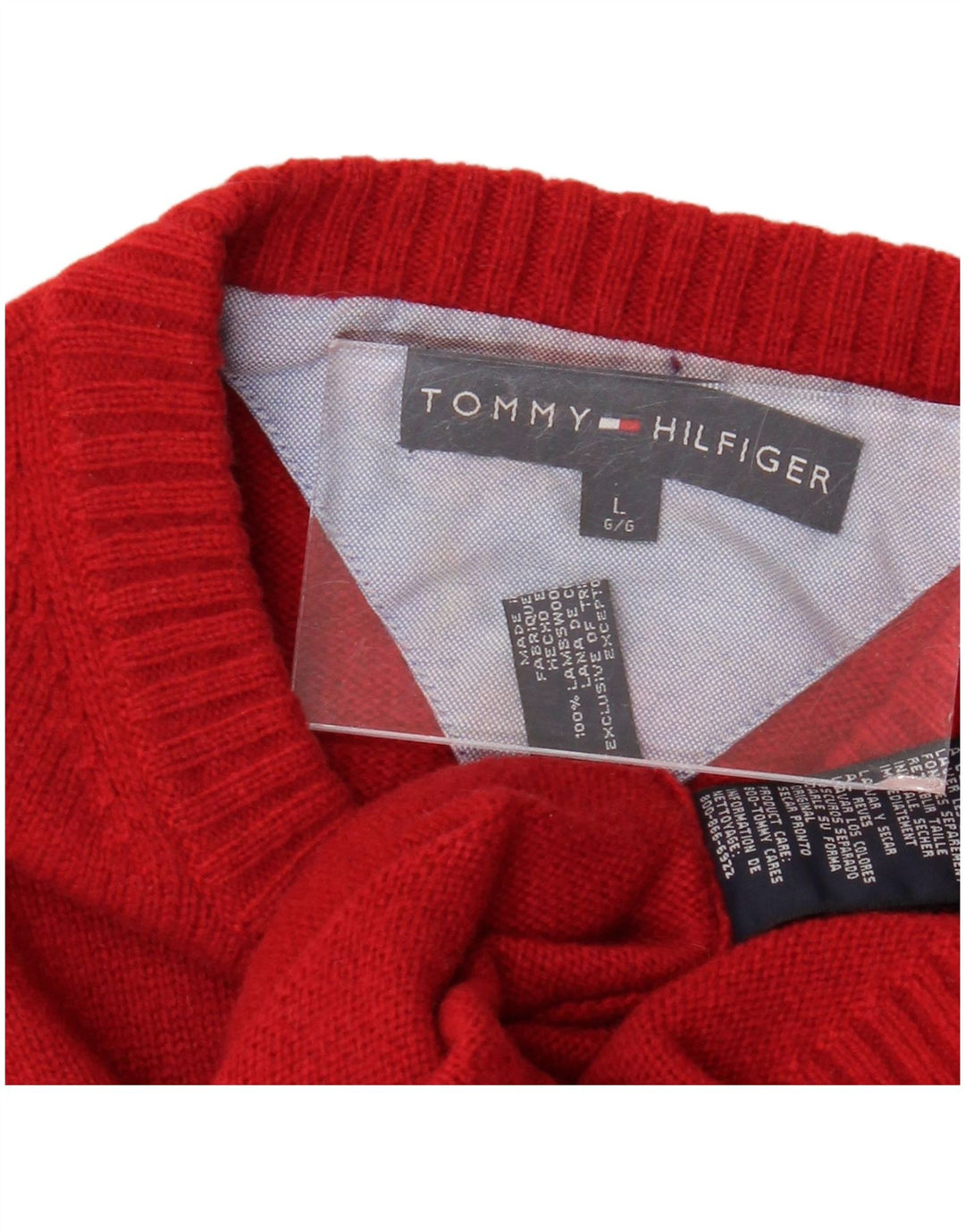 TOMMY HILFIGER Herren-Pullover mit Rundhalsausschnitt, große rote Wolle