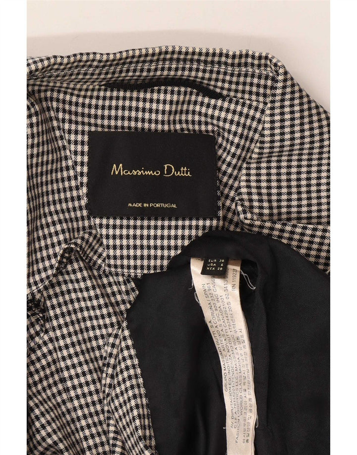 Massimo Dutti Damen 2-Knopf-Blazerjacke EU 38 Kleiner schwarzer Gingham