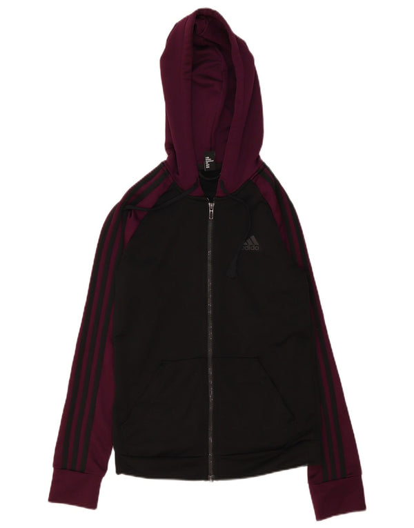 Adidas Damen Zip Hoodie Pullover UK 4/6 XS Schwarz Colourblock Polyester