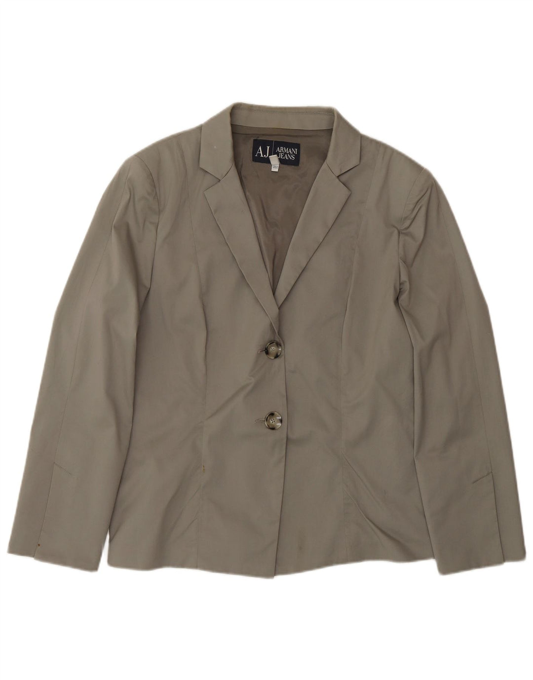 Armani Jeans Damen 2-Knopf-Blazerjacke US 14 XL Graue Baumwolle