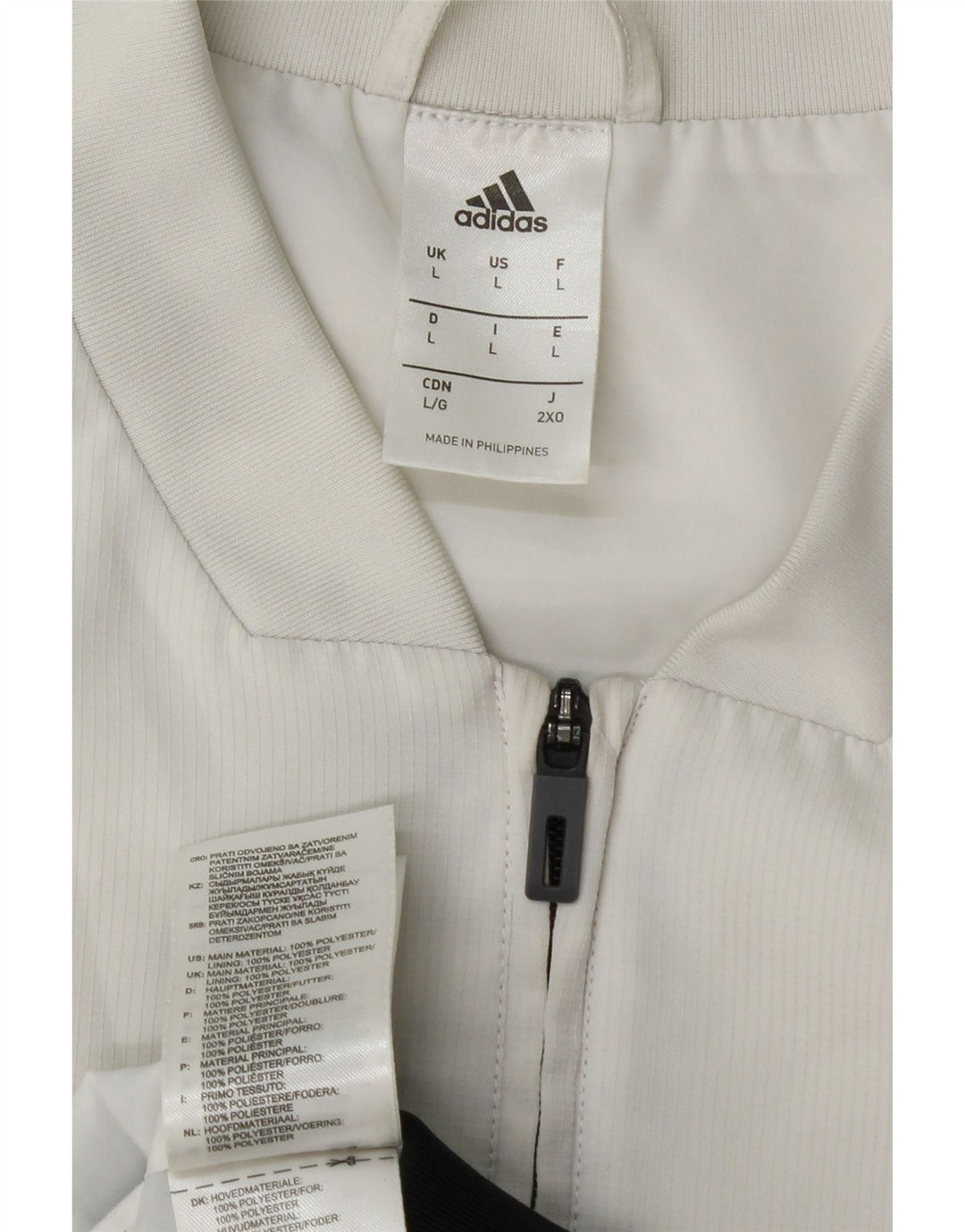 ADIDAS Herren-Trainingsanzug mit grafischem Oberteil, großes, weißes Farbblock-Polyester