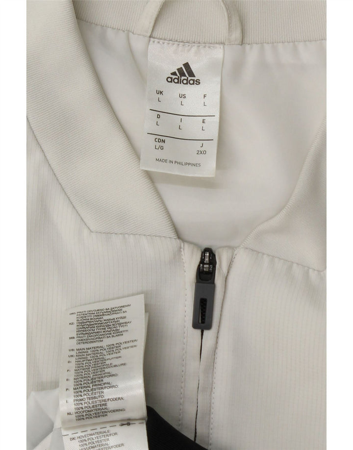 ADIDAS Herren-Trainingsanzug mit grafischem Oberteil, großes, weißes Farbblock-Polyester