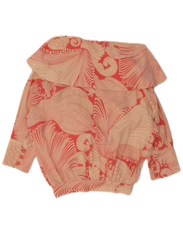 Vintage Damen 3/4-Ärmel-Hemdbluse UK 16 Großes rotes Paisleymuster