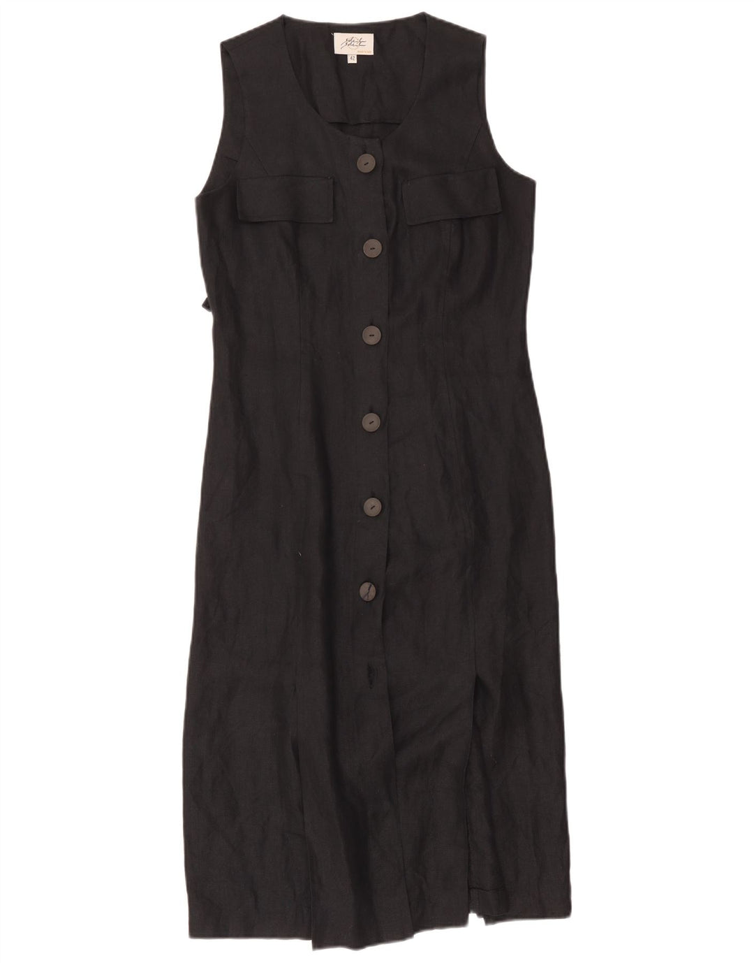 Vintage Damen Ärmelloses Hemdkleid IT 42 Mittelschwarzes Fischgrätenmuster