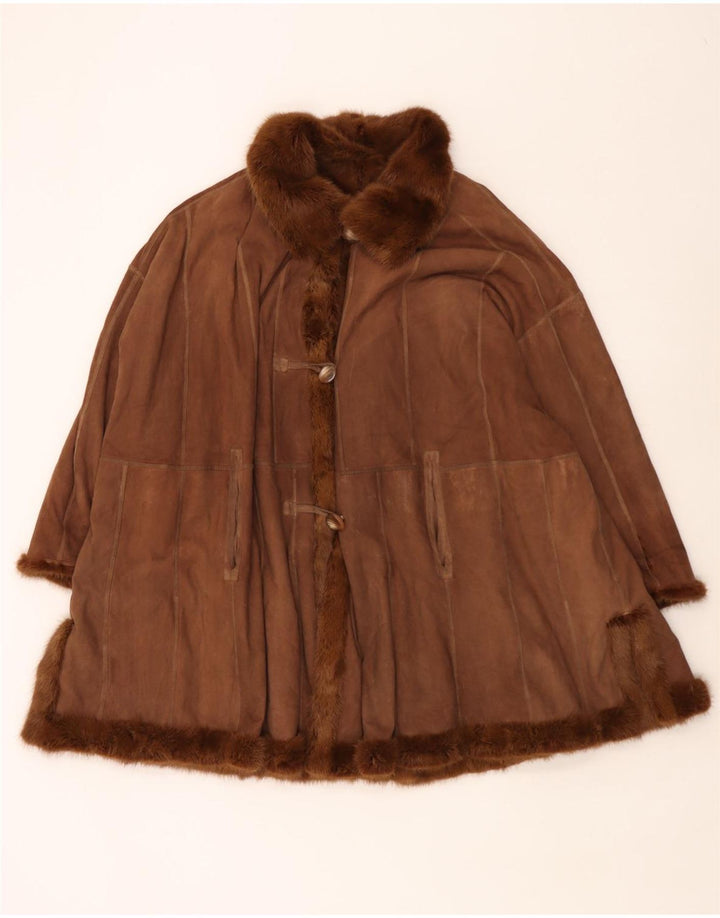 Vintage Damen Übergroßer Wendefellmantel UK 18 XL Braun