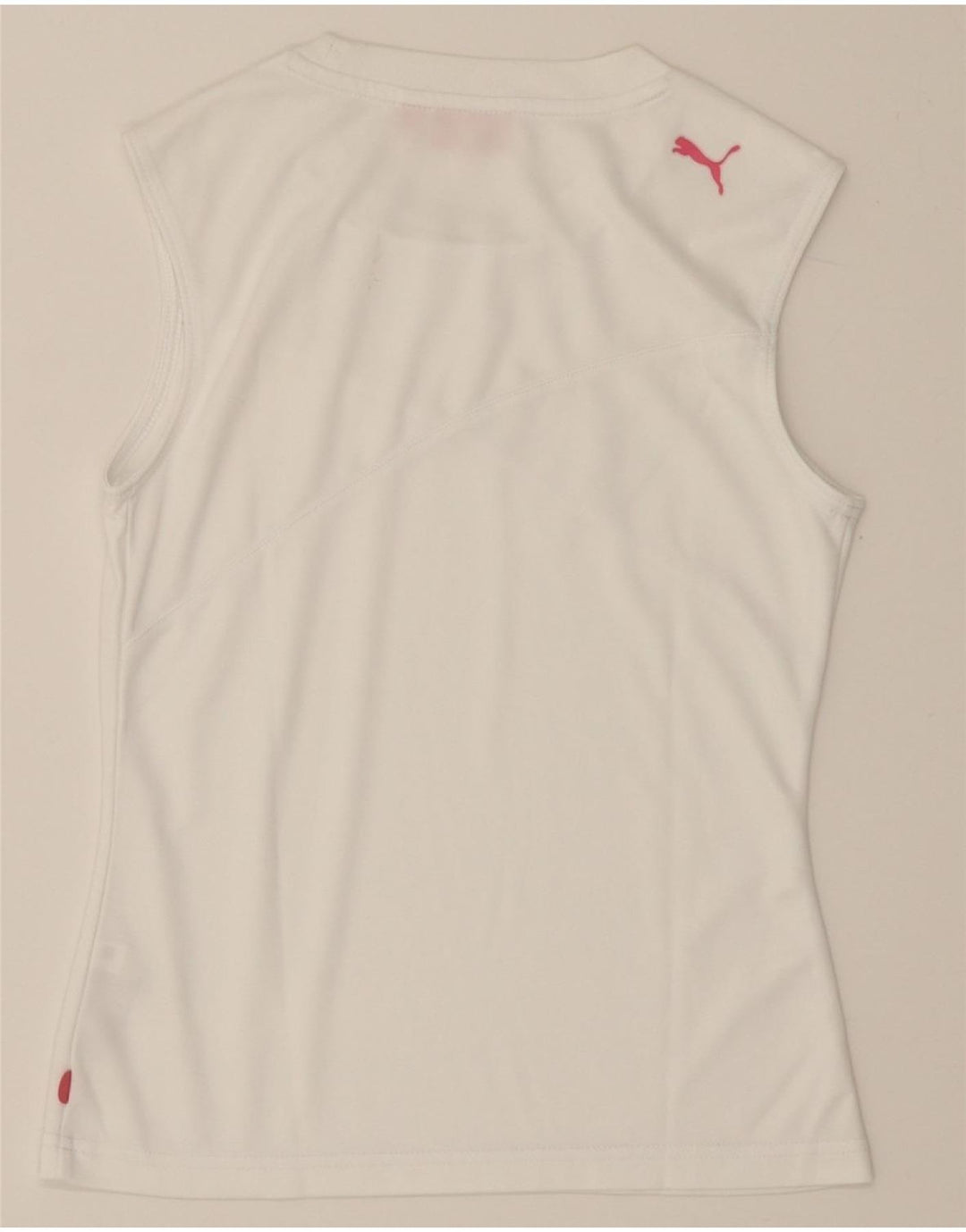 PUMA Womens Graphic Vest Top UK 12 Medium White Polyester Vintage Puma and Second-Hand Puma from Messina Hembry 