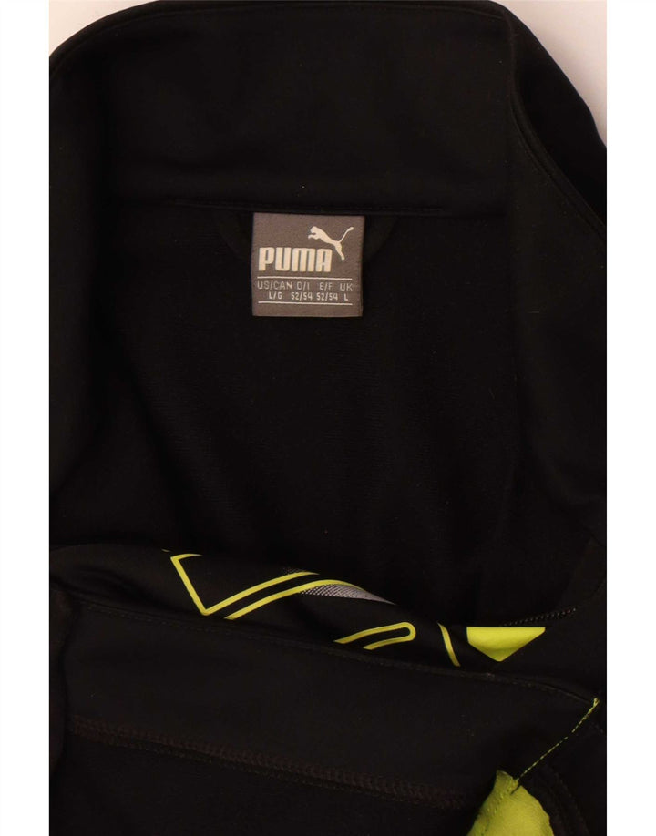 Puma Herren-Trainingsanzug mit grafischem Oberteil, groß, Schwarz, Farbblock