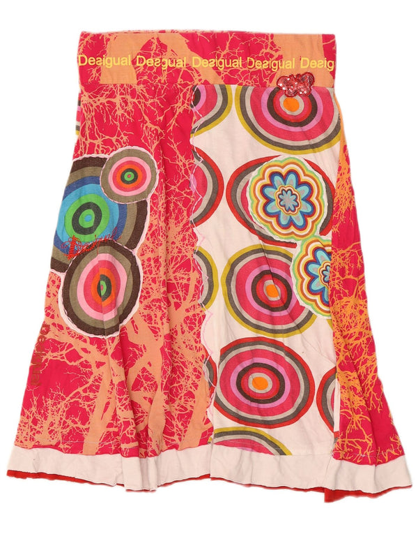Desigual Damen Grafik-A-Linien-Rock, Größe S, Größe S, Rosa, Blumenmuster, Baumwolle