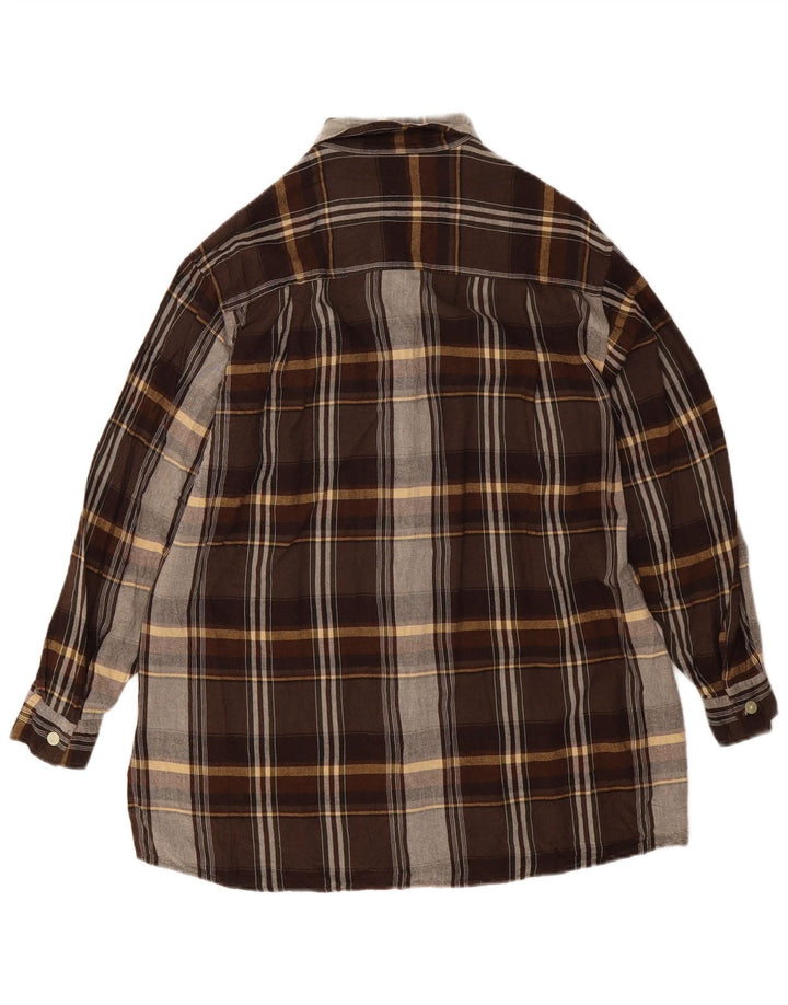 Benetton Damen-Hemd IT 42 Mittelbraun karierte Viskose