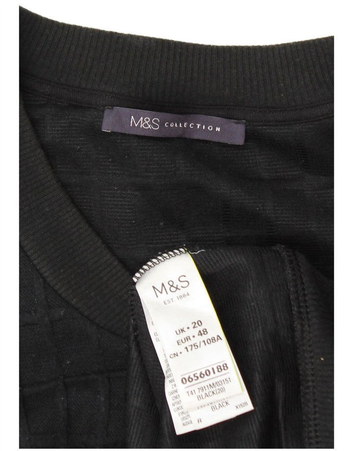 Marks & Spencer Damen-Trainingsanzug-Top-Jacke, UK 20 2XL, schwarz kariertes Polyester