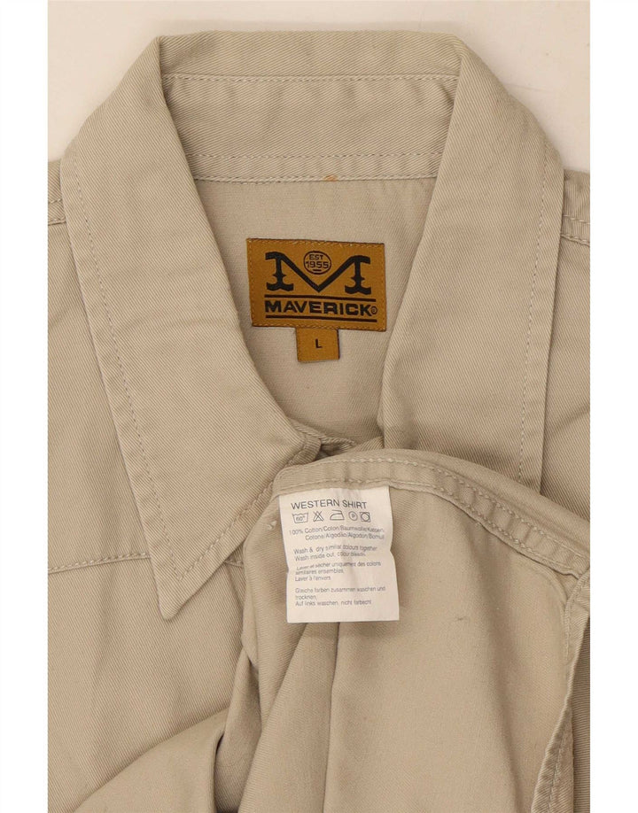 MAVERICK Herren-Westernhemd, groß, beige, Baumwolle