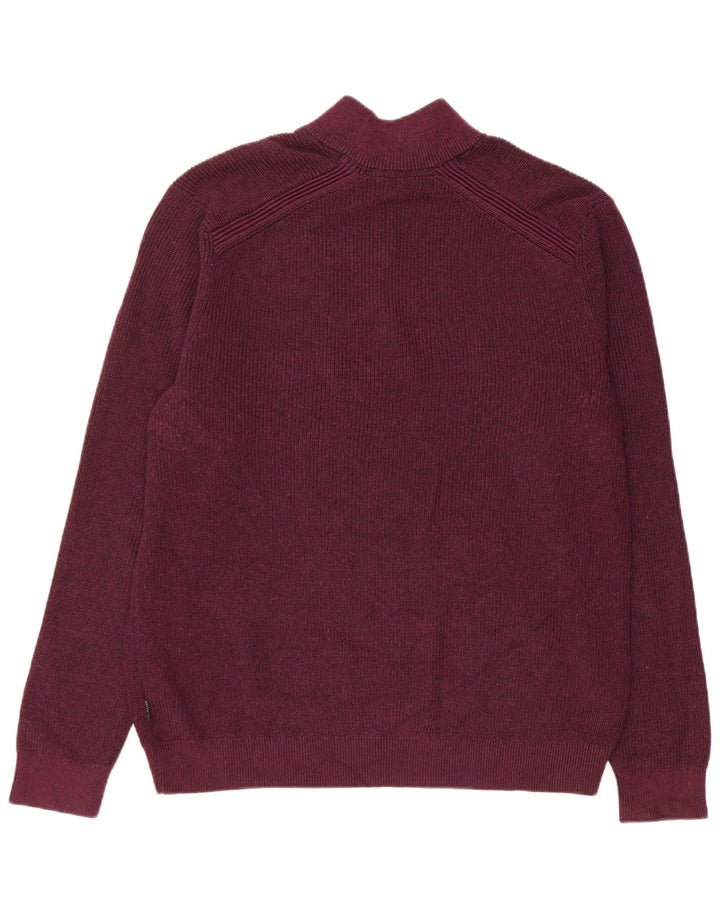 Ted Baker Herren-Pullover mit Reißverschluss am Hals, Größe 6 2XL, burgunderrotes Polyester