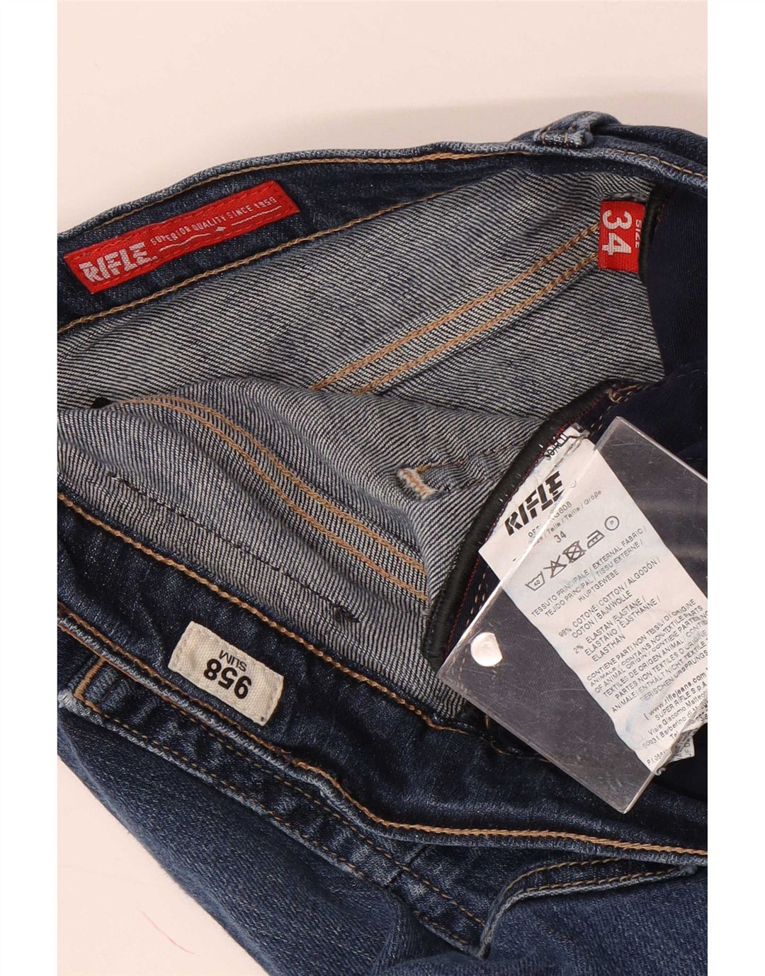 Rifle Herren Slim Jeans W34 L33 Blaue Baumwolle