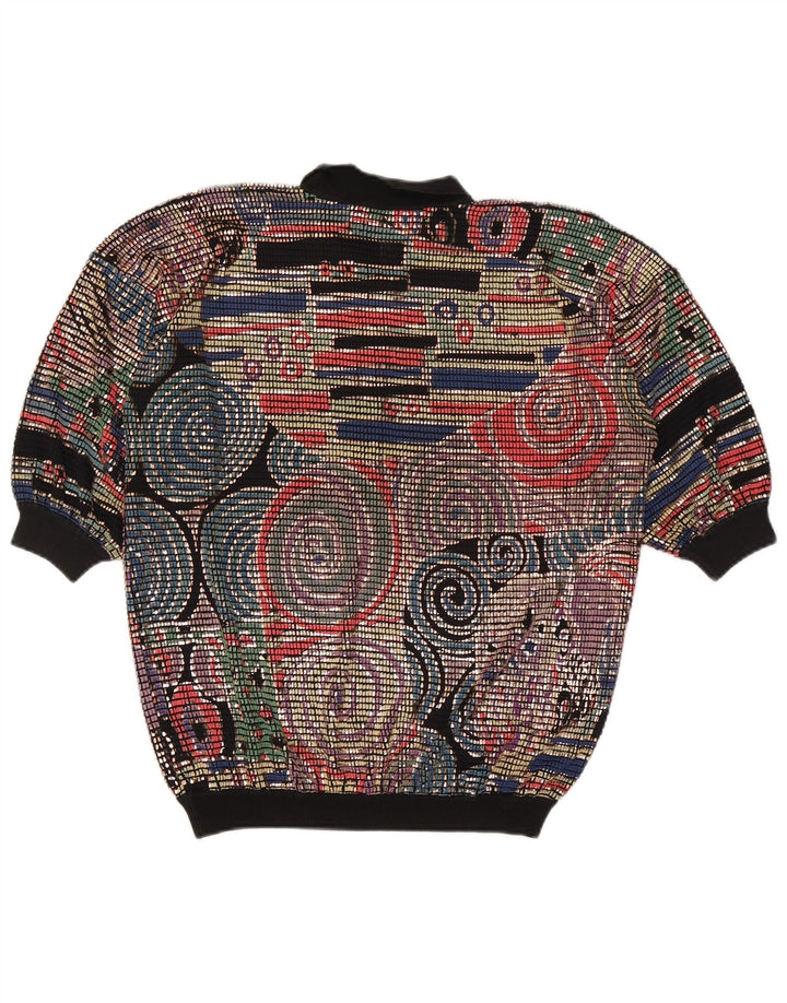 Vintage Damen Rollkragenpullover Pullover UK 16 Großes mehrfarbiges Acetat