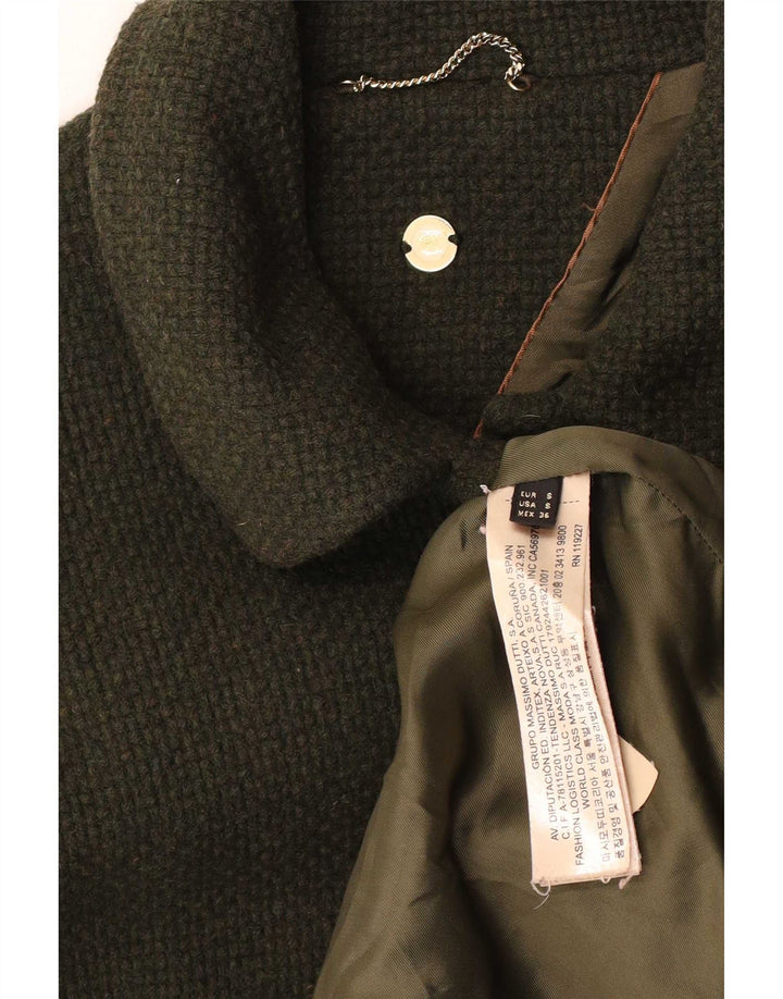 Massimo Dutti Damen Übergroßer Mantel UK 10 Small Khaki Wolle