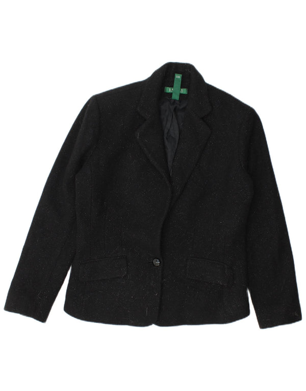 Ralph Lauren Damen-Blazerjacke mit 1 Knopf und 3/4-Ärmeln, US 6, mittelschwarz