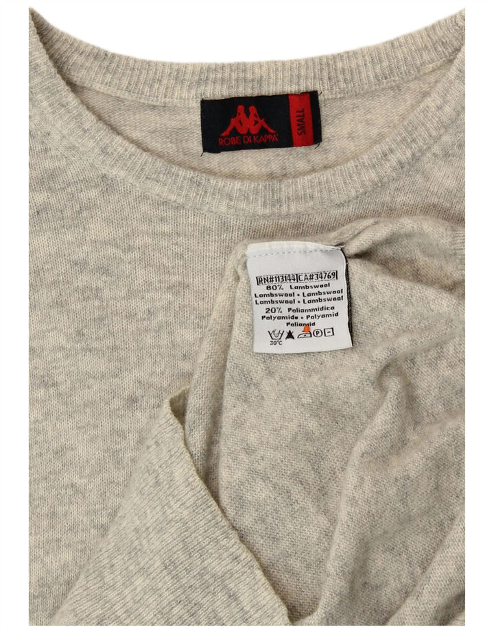 KAPPA Herren-Pullover mit U-Boot-Ausschnitt, klein, grau gesprenkelte Lammwolle