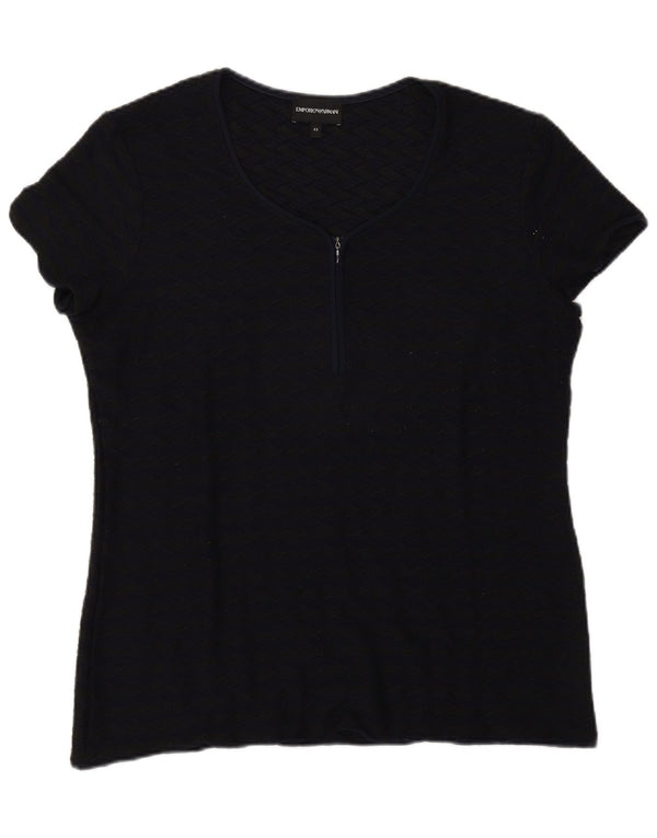 Emporio Armani Damen T-Shirt Top IT 52 2XL Marineblau Geometrisch
