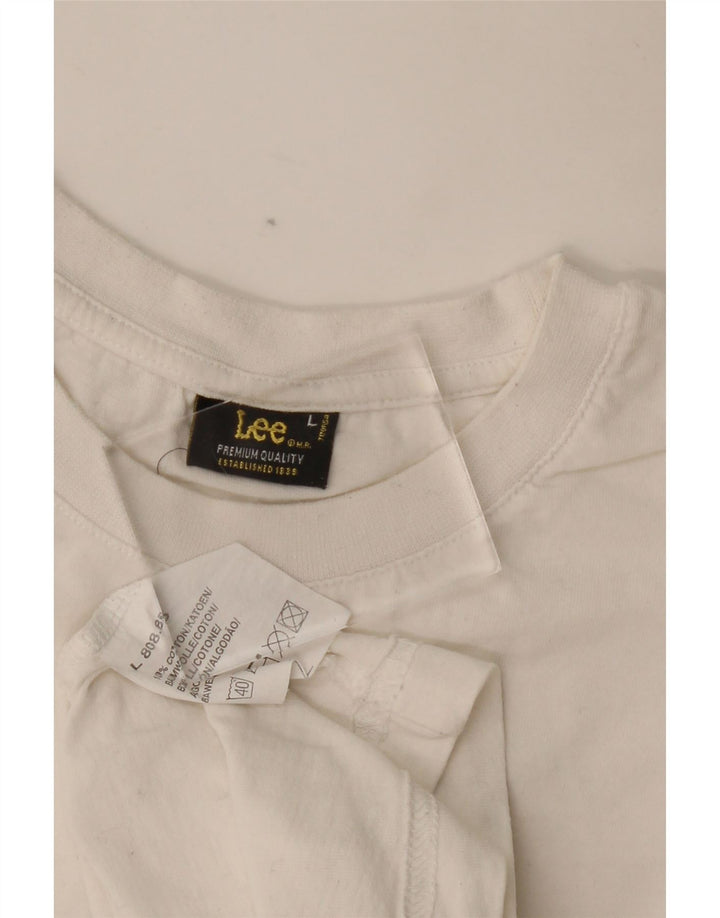 LEE Damen Grafik-T-Shirt-Oberteil UK 16 Large Weiße Baumwolle