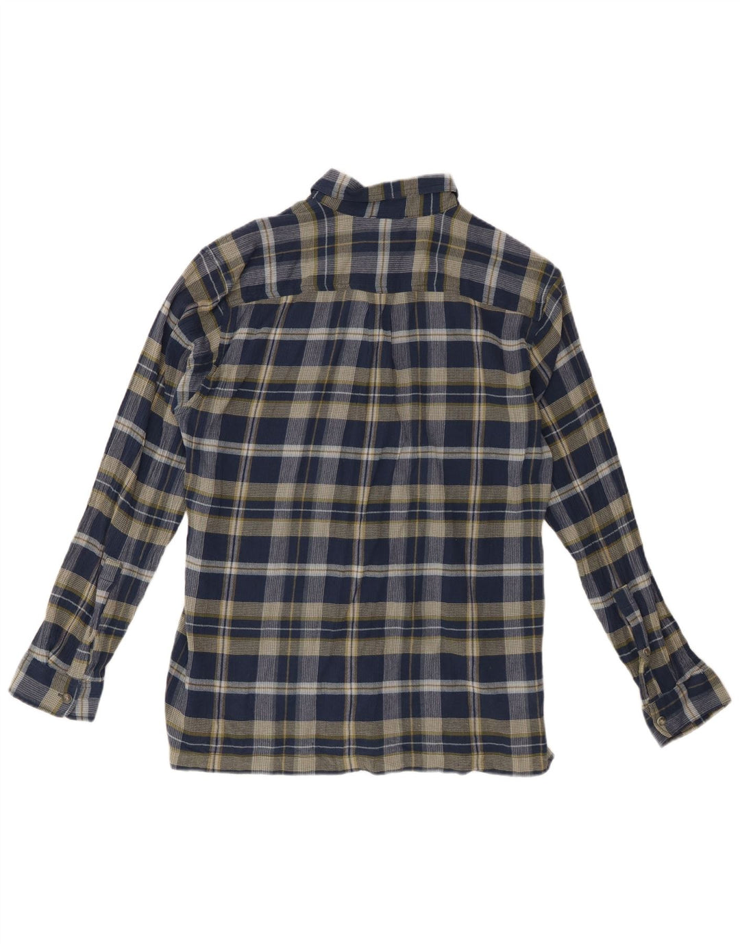 EDDIE BAUER Herren-Flanellhemd mit klassischer Passform, mittlere marineblaue Karo-Baumwolle