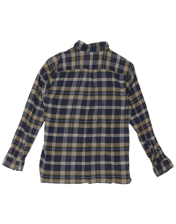 EDDIE BAUER Herren-Flanellhemd mit klassischer Passform, mittlere marineblaue Karo-Baumwolle