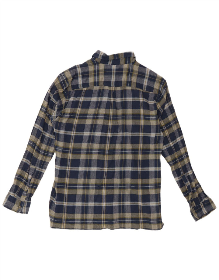 EDDIE BAUER Herren-Flanellhemd mit klassischer Passform, mittlere marineblaue Karo-Baumwolle