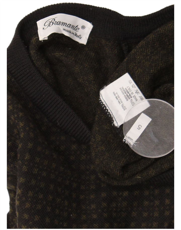 Bramante Herren-Pullover mit V-Ausschnitt, große graue geometrische Wolle