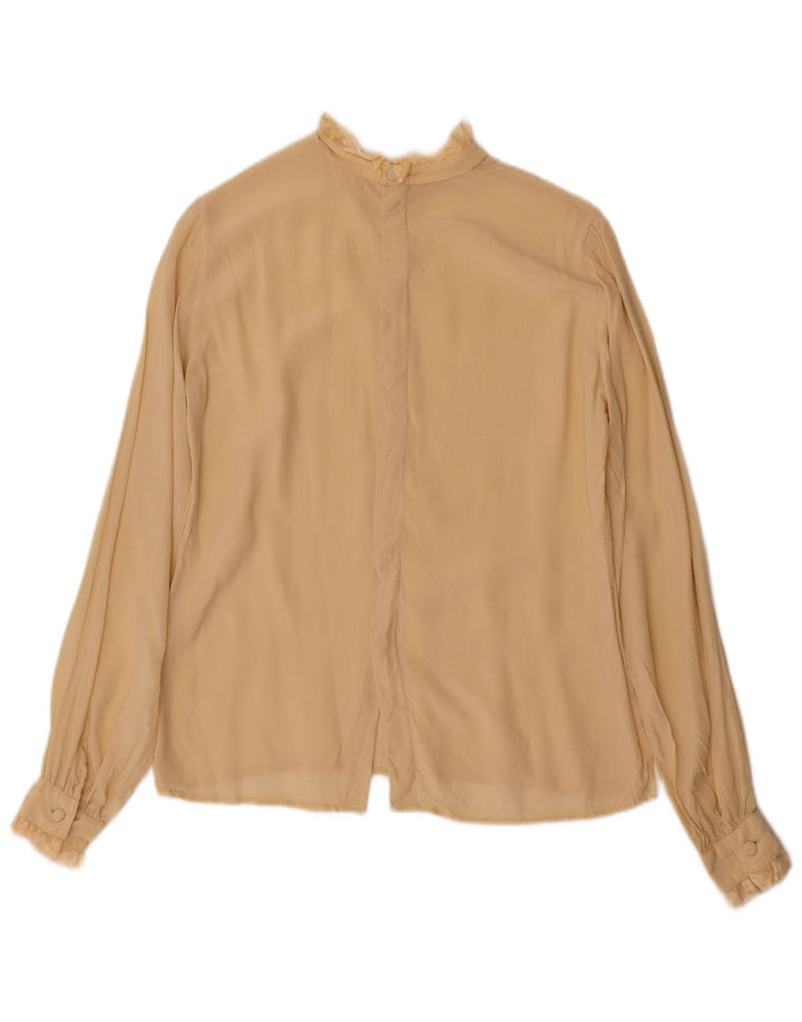 Vintage Damen Hemdbluse UK 12 Medium Beige