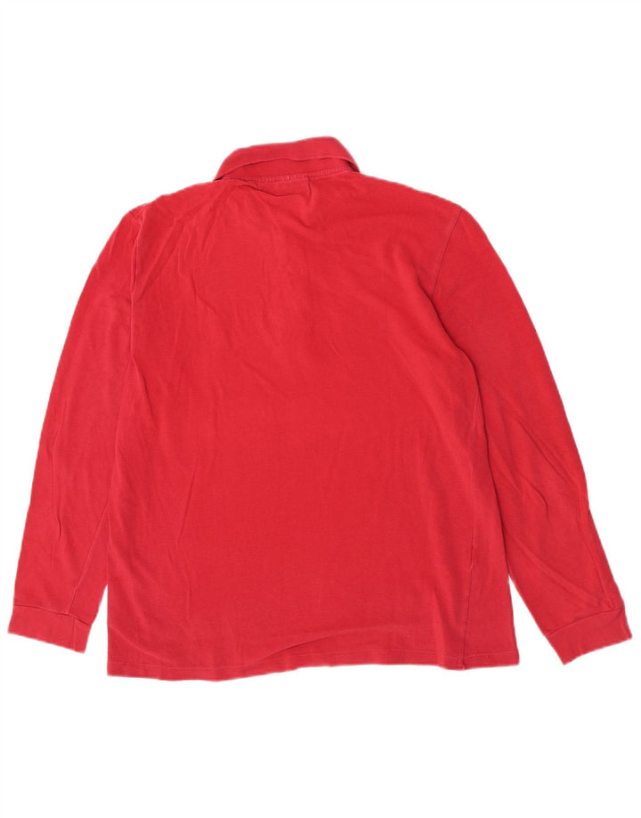 Lacoste Herren-Langarm-Poloshirt, Größe 4, mittelrote Baumwolle