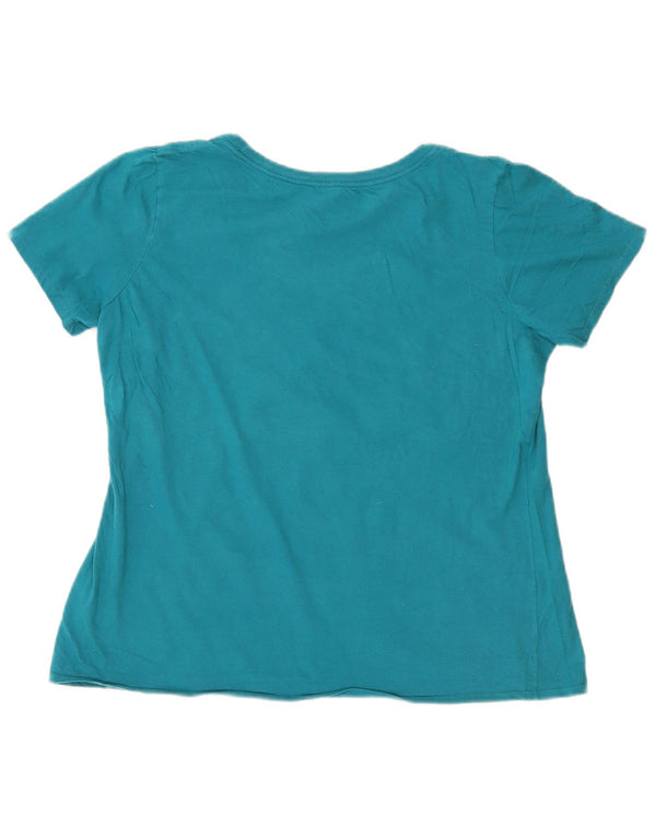 NIKE Womens Athletic Cut Graphic T-Shirt Top UK 16 Large Blue Cotton