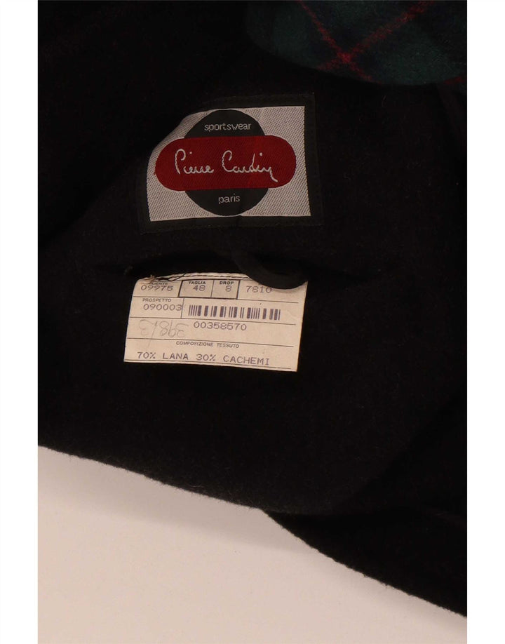 Pierre Cardin Herren-Dufflecoat mit Kapuze IT 48 Mittelschwarz karierte Wolle