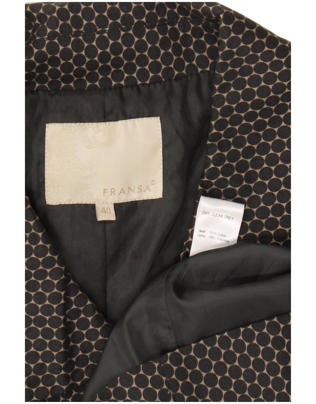 FRANSA Womens Crop 1 Button Blazer Jacket EU 40 Medium Black Spotted