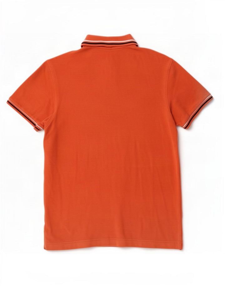 Lotto Herren-Poloshirt aus mittelorange gestreifter Baumwolle