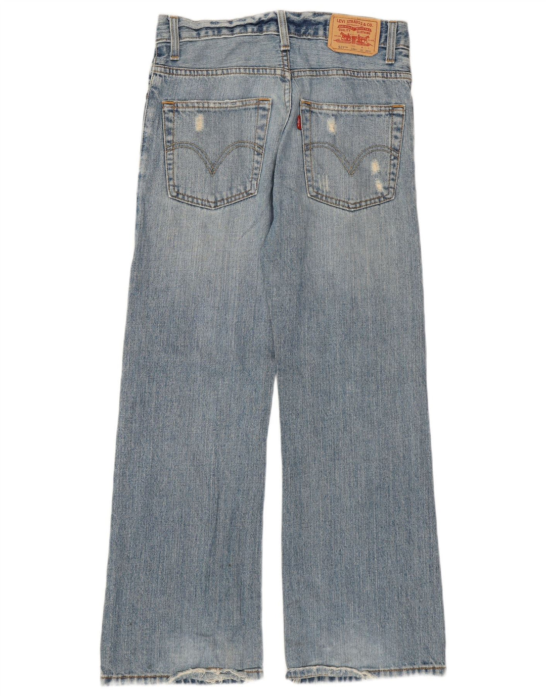 Levi's Damen 527 Distressed Bootcut Jeans Größe 12 Mittel W28 L27 Blau