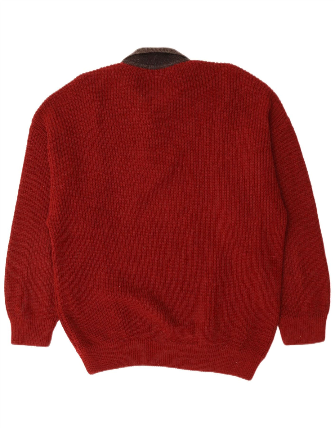 VINTAGE Herren-Pullover mit Rollkragen, groß, rot, geometrisch