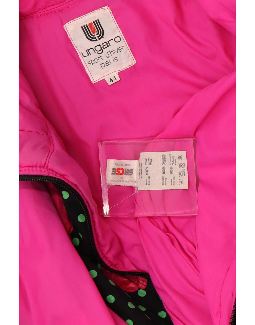 Ungaro Damen-Skioverall IT 44 Mittelschwarze geblümte Baumwolle