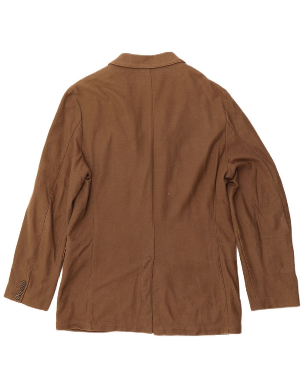 MASSIMO DUTTI Herren 3-Knopf-Blazerjacke UK 40 Große braune Baumwolle