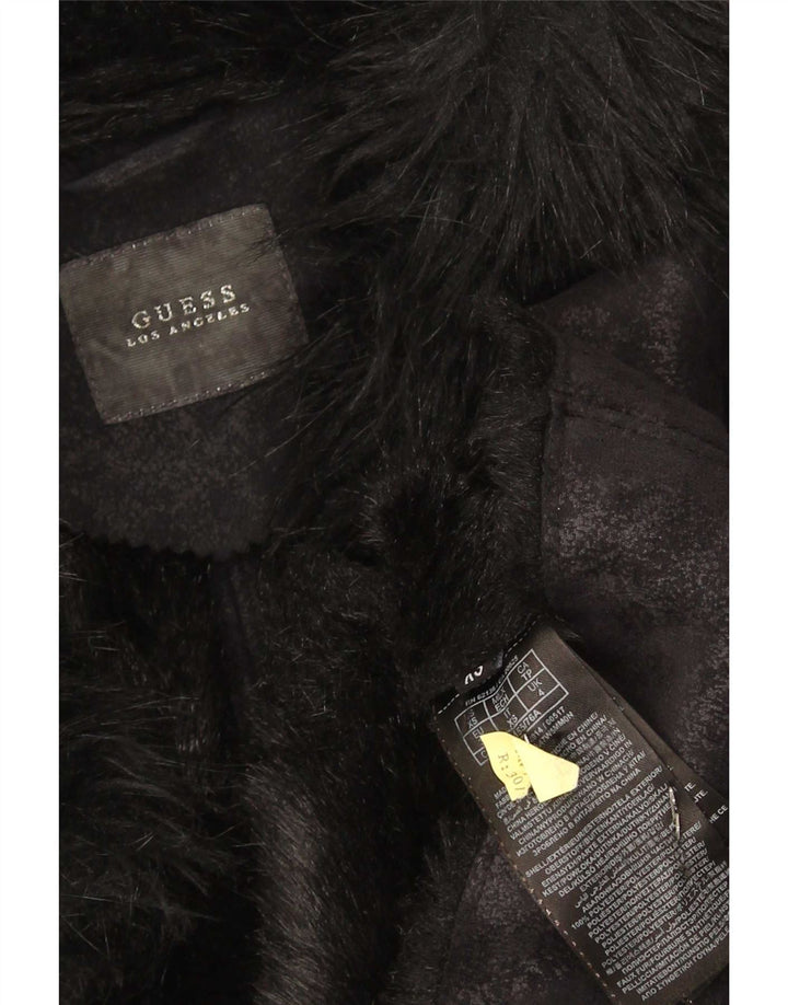 Guess Damen Sherpa Jacke UK 4 XS Schwarz Polyester