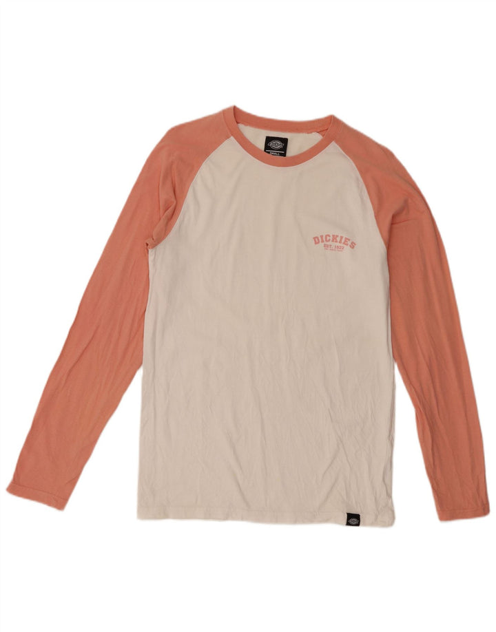 Dickies Herren-Oberteil, langärmelig, klein, weiß, Colourblock-Baumwolle